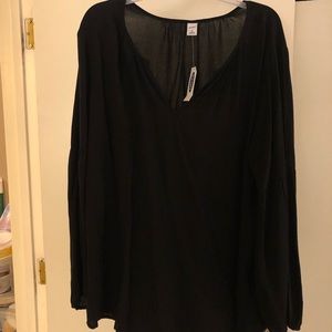 Old Navy XL Split Neck Black Blouse